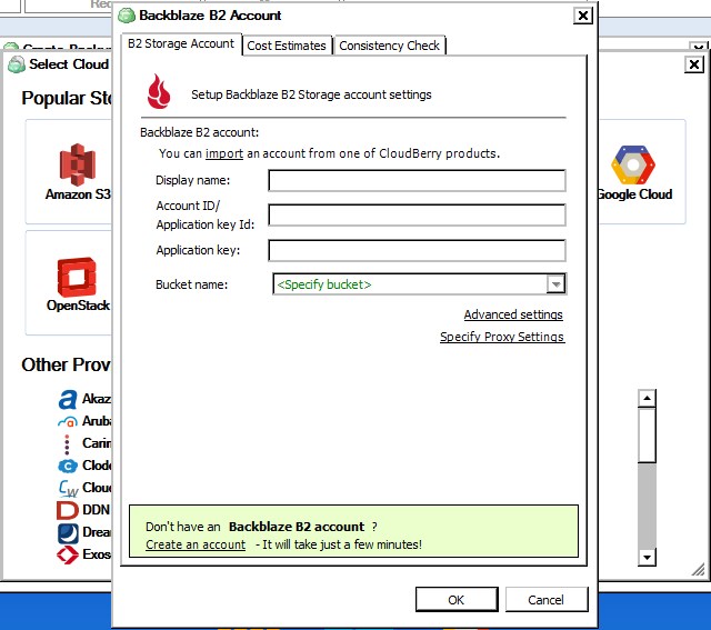 Cloudberry Backup mit Cloud verbinden
