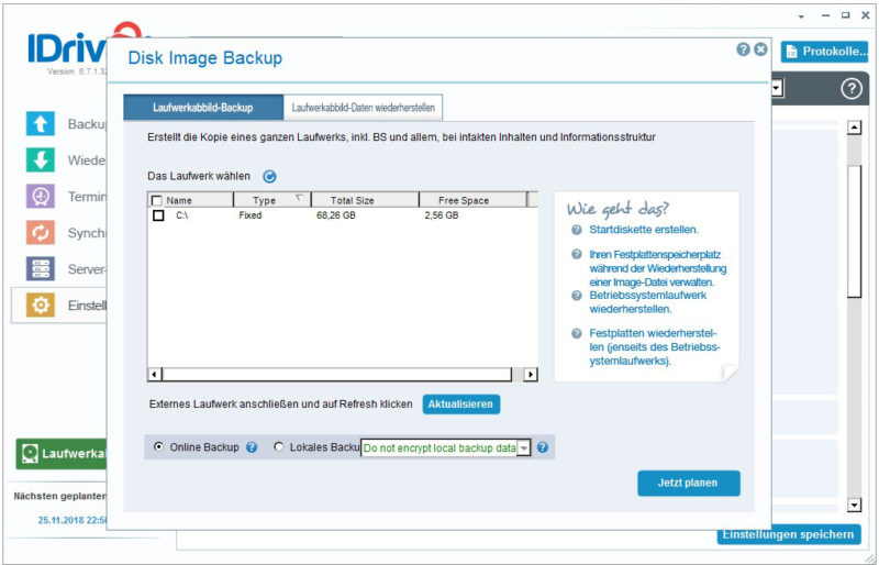 Laufwerk Backup IDrive